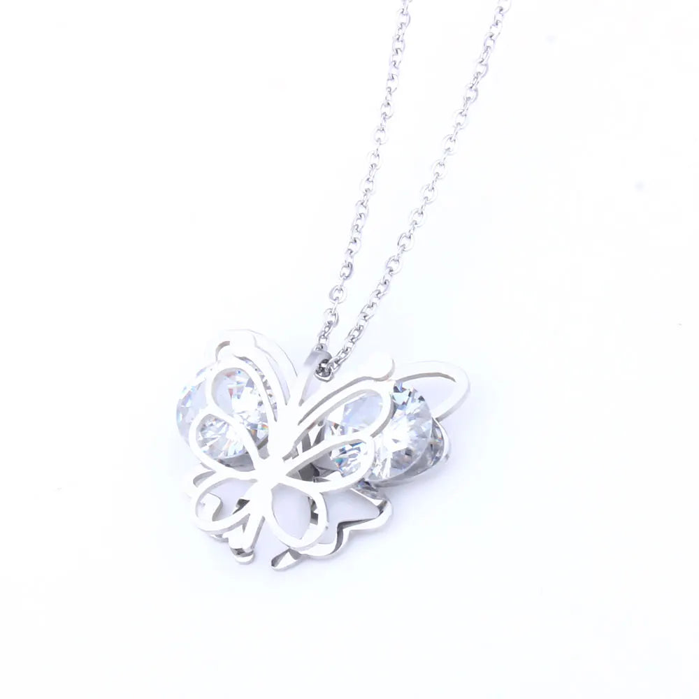 zirconia stainless steel butterfly jewelry sets