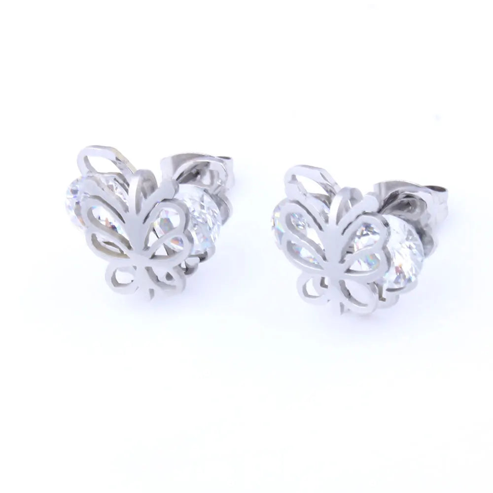 zirconia stainless steel butterfly jewelry sets